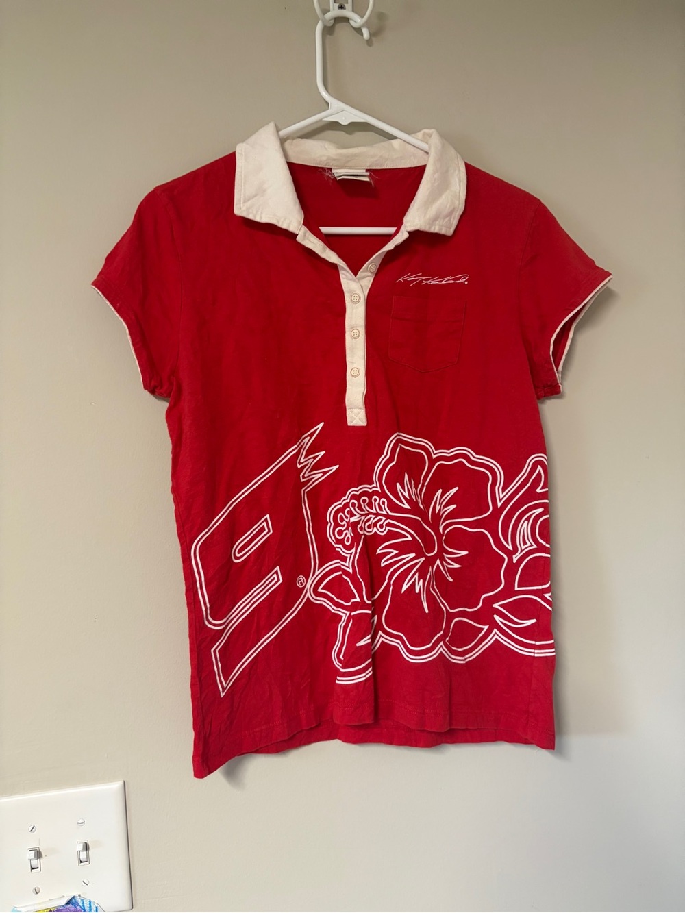 Y2K Nascar Racing Kasey Kahne #9 Hawaiian Polo Shirt Ladies Tee EUC
